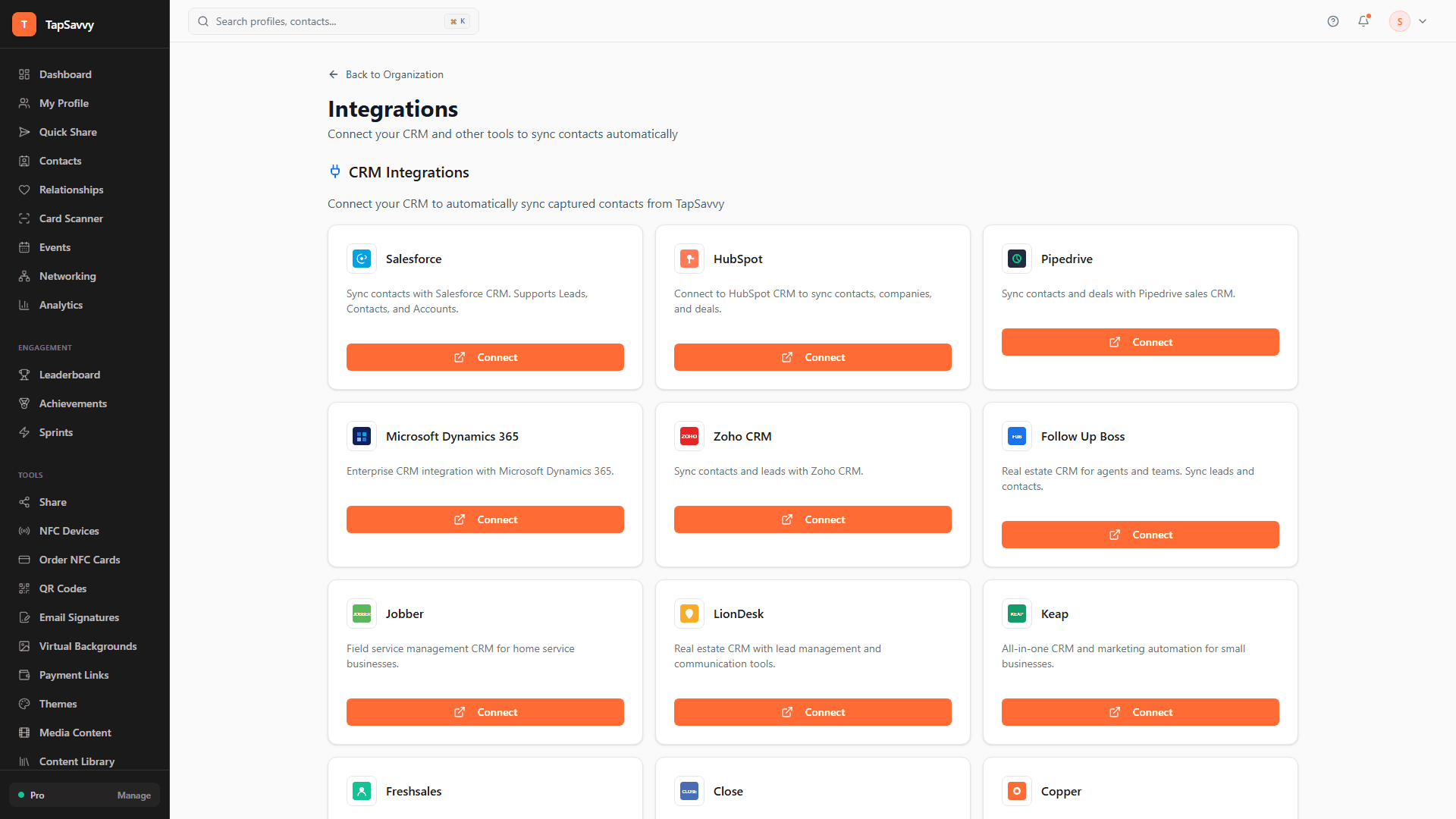 TapSavvy SSO and identity provider configuration with SAML and SCIM settings