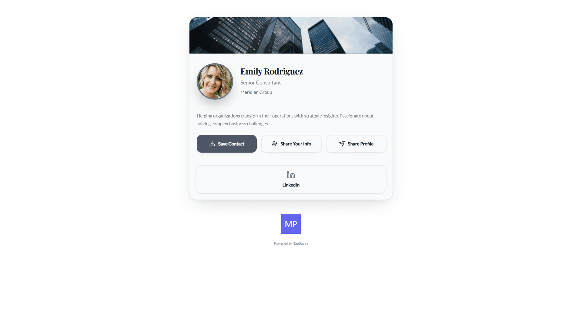 TapSavvy attorney profile showing bar admissions, practice areas, and professional credentials